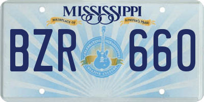 MS license plate BZR660
