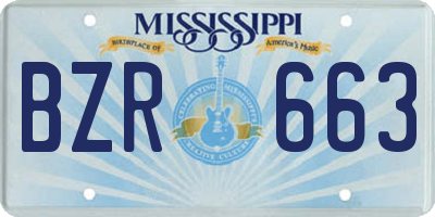 MS license plate BZR663