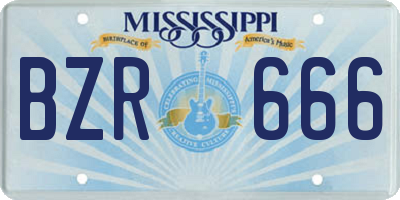 MS license plate BZR666