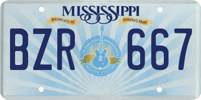 MS license plate BZR667