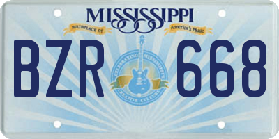 MS license plate BZR668