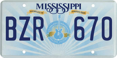 MS license plate BZR670