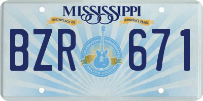 MS license plate BZR671