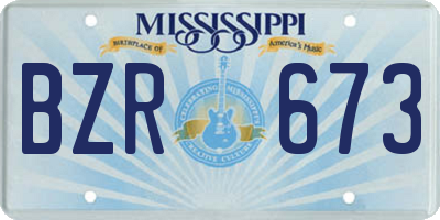 MS license plate BZR673