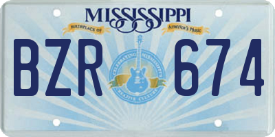 MS license plate BZR674