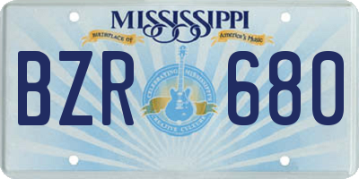 MS license plate BZR680