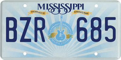 MS license plate BZR685