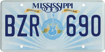MS license plate BZR690