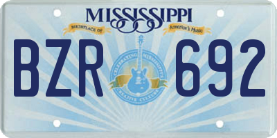 MS license plate BZR692
