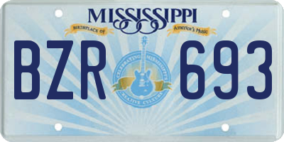 MS license plate BZR693