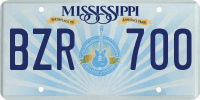 MS license plate BZR700