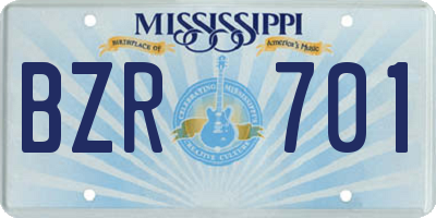 MS license plate BZR701