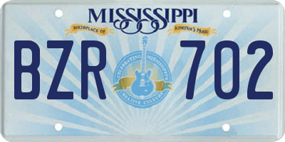 MS license plate BZR702