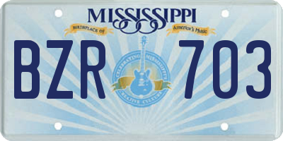 MS license plate BZR703