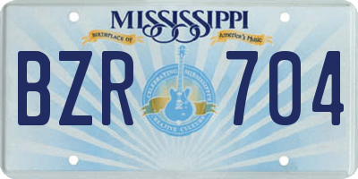 MS license plate BZR704