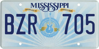 MS license plate BZR705