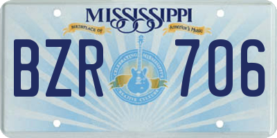 MS license plate BZR706