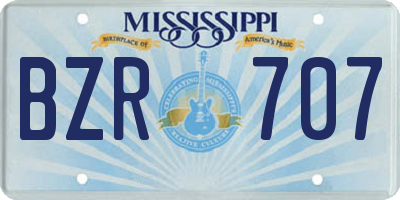 MS license plate BZR707