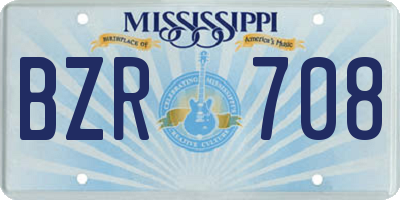 MS license plate BZR708