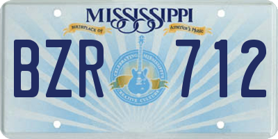 MS license plate BZR712
