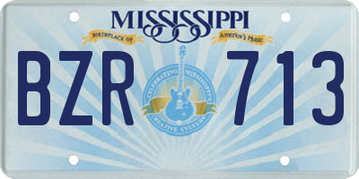 MS license plate BZR713