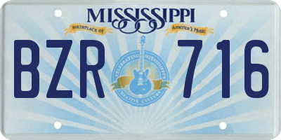 MS license plate BZR716