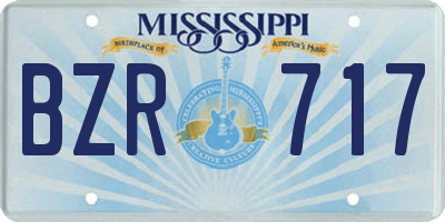 MS license plate BZR717