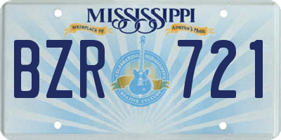 MS license plate BZR721