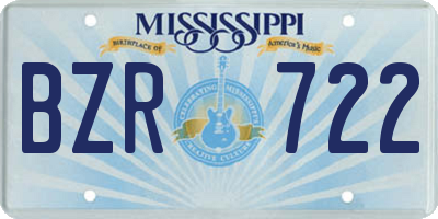 MS license plate BZR722