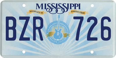 MS license plate BZR726