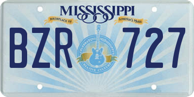 MS license plate BZR727