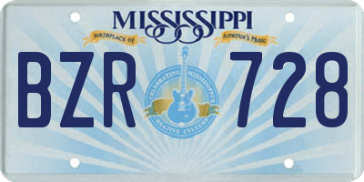 MS license plate BZR728