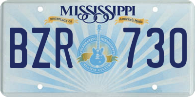 MS license plate BZR730