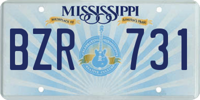 MS license plate BZR731