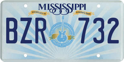 MS license plate BZR732