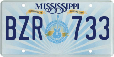 MS license plate BZR733