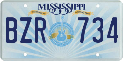 MS license plate BZR734