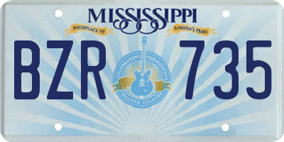 MS license plate BZR735