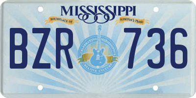 MS license plate BZR736