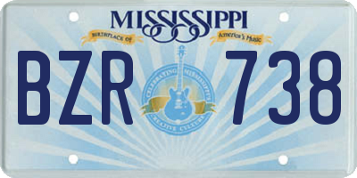 MS license plate BZR738