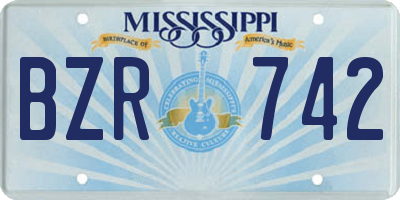 MS license plate BZR742