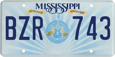 MS license plate BZR743