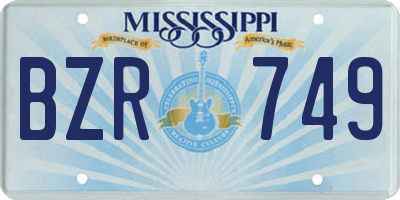 MS license plate BZR749