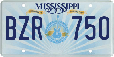 MS license plate BZR750