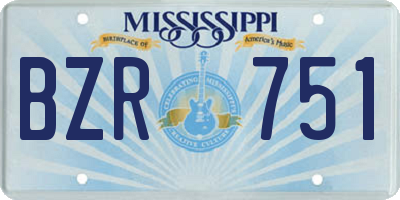 MS license plate BZR751