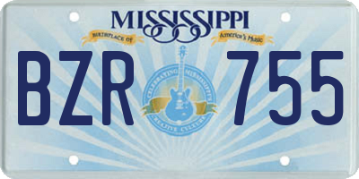 MS license plate BZR755