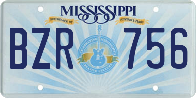 MS license plate BZR756