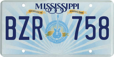 MS license plate BZR758