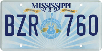 MS license plate BZR760
