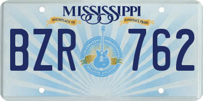 MS license plate BZR762